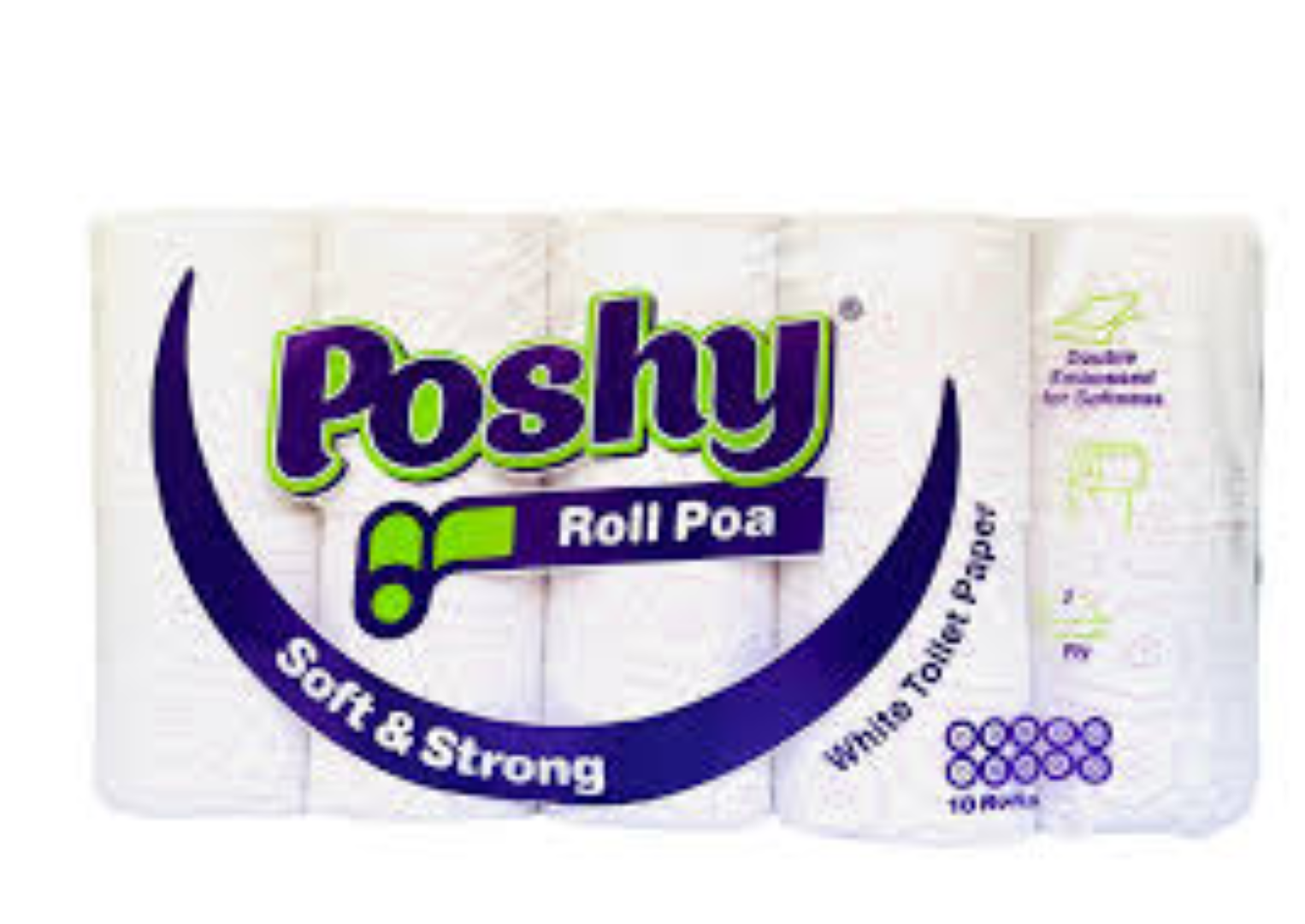  Poshy Roll Poa - 100 Sheets  Premium Blended  2 Ply - Ten Pack - Unwrapped - Coloured Green or Pink